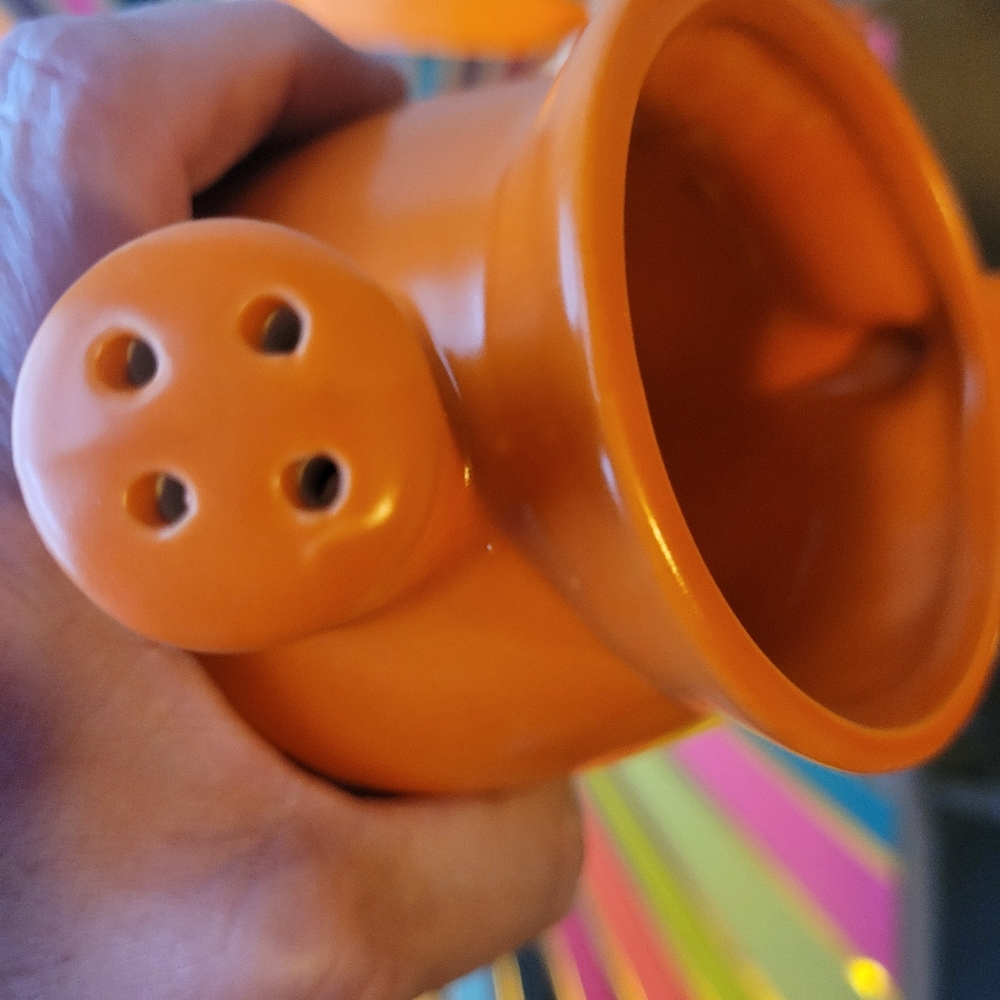 Vintage Orange Ceramic Pottery Vase Shaped Like Watering Can ~ Cute & Cheery - Picture 14 of 16